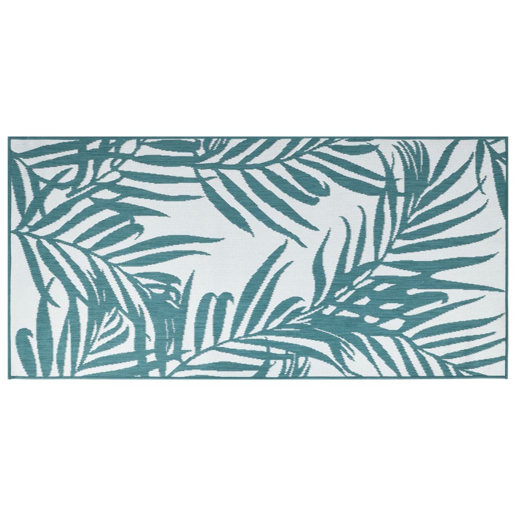 Tappeto da Esterno Aqua e Bianco 100x200 cm Design Reversibile