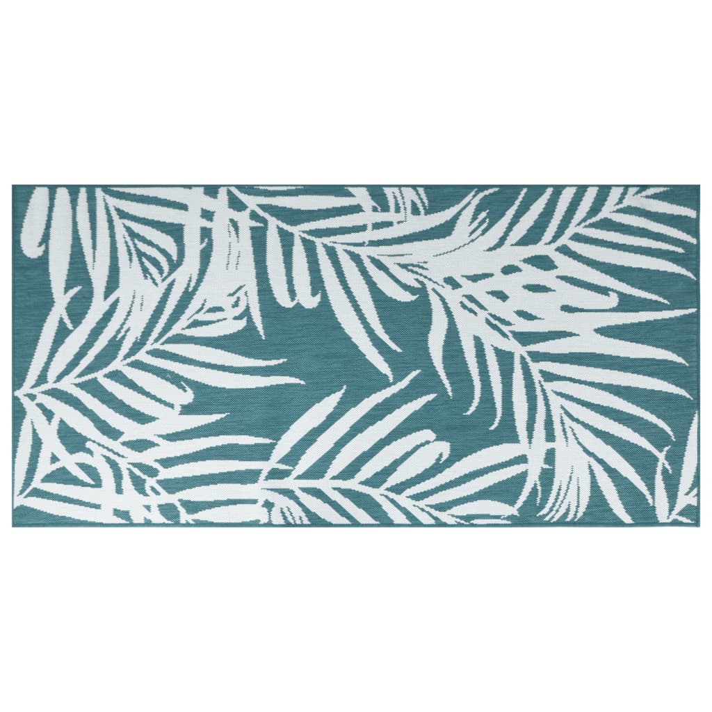 Tappeto da Esterno Aqua e Bianco 100x200 cm Design Reversibile