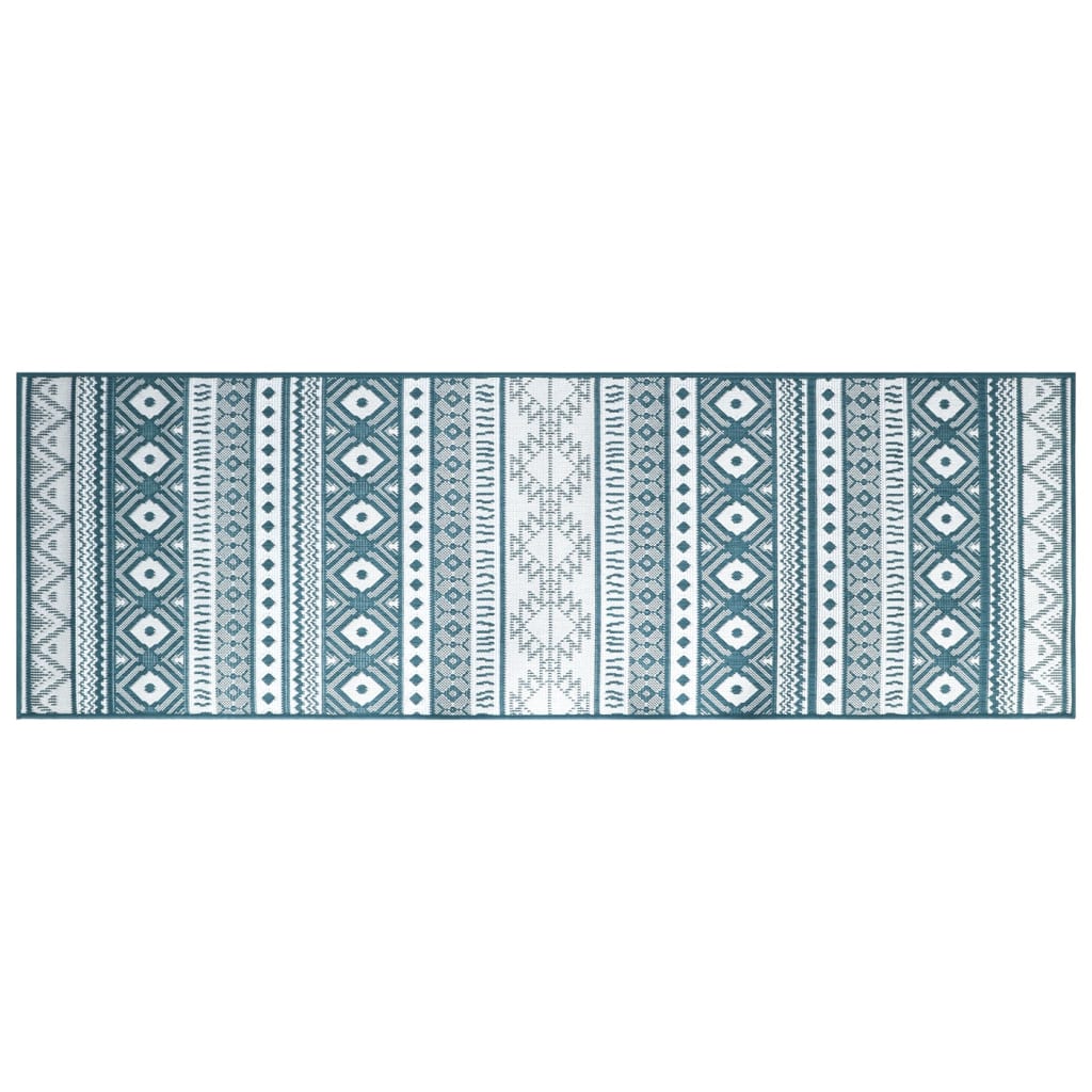 Tappeto da Esterno Aqua e Bianco 80x250 cm Design Reversibile