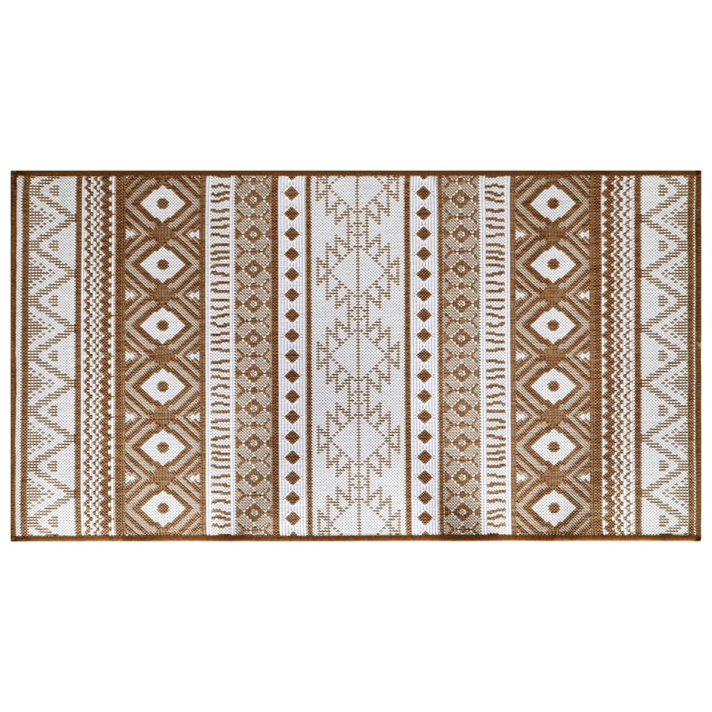 Tappeto da Esterno Marrone e Bianco 100x200 cm Reversibile