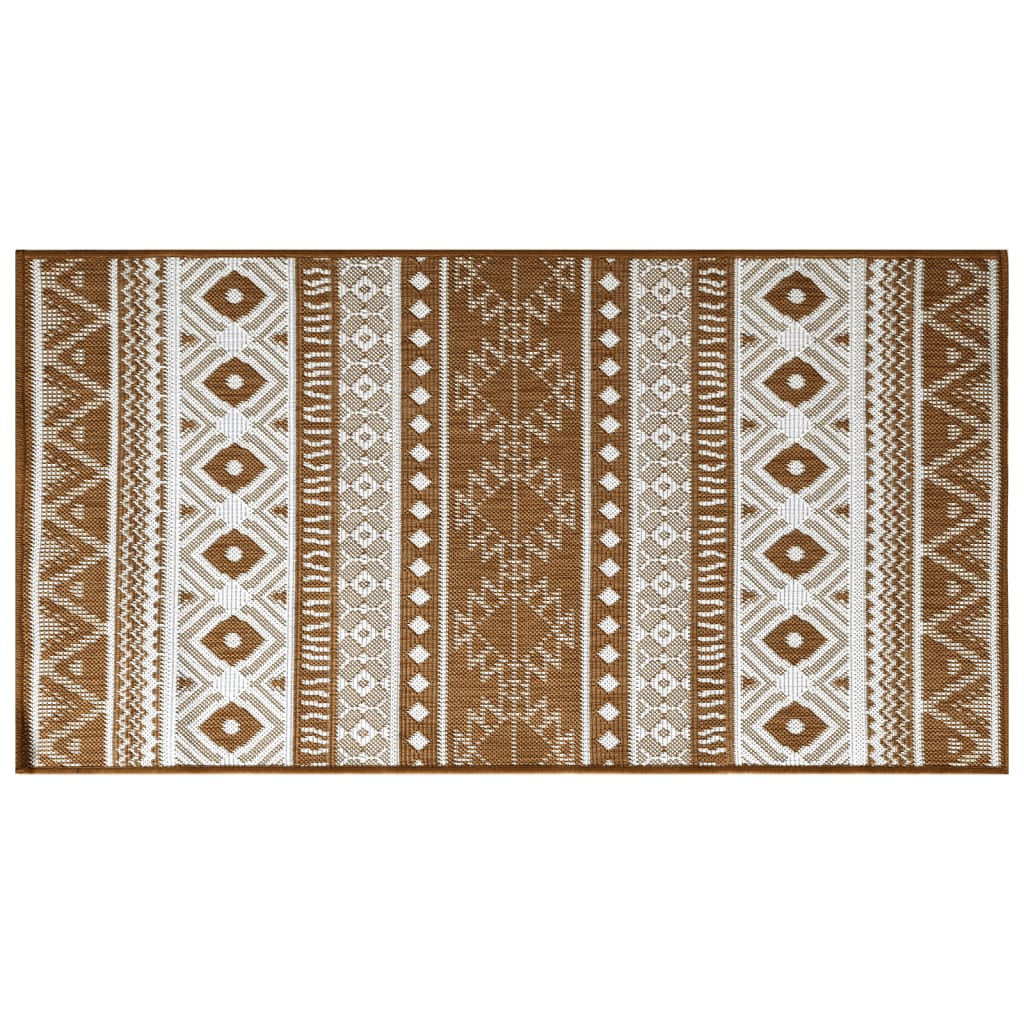Tappeto da Esterno Marrone e Bianco 100x200 cm Reversibile