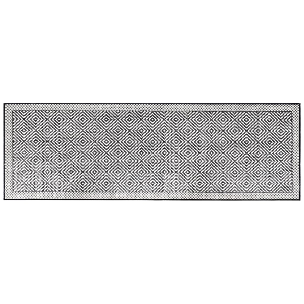 Tappeto da Esterno Grigio e Bianco 80x250 cm Design Reversibile