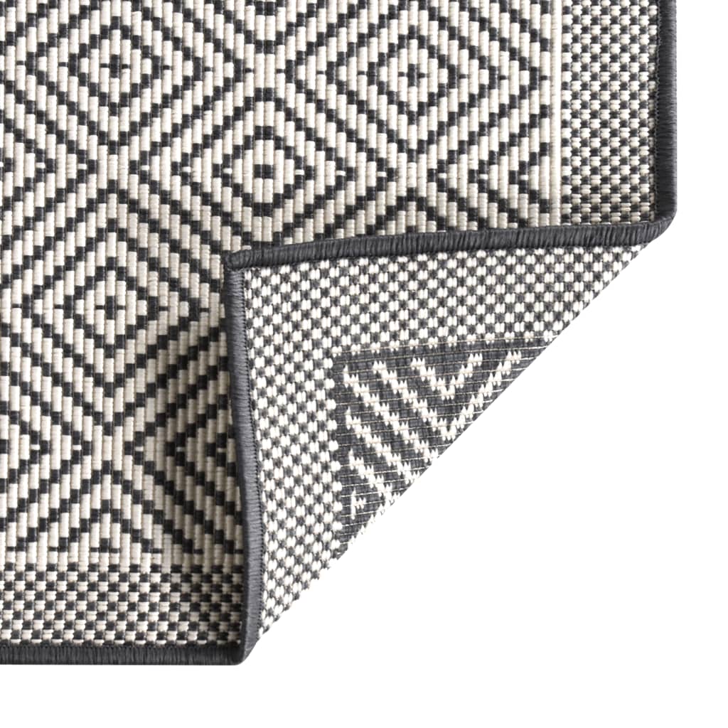 Tappeto da Esterno Grigio e Bianco 80x250 cm Design Reversibile