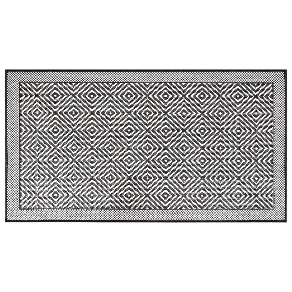 Tappeto da Esterno Grigio e Bianco 100x200cm Design Reversibile