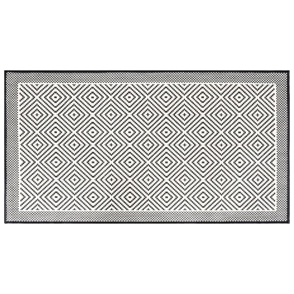 Tappeto da Esterno Grigio e Bianco 100x200cm Design Reversibile