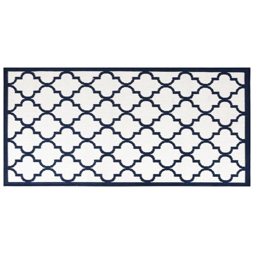 Tappeto da Esterno Navy e Bianco 80x150 cm Design Reversibile