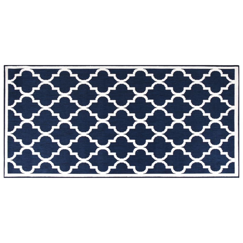 Tappeto da Esterno Navy e Bianco 80x150 cm Design Reversibile
