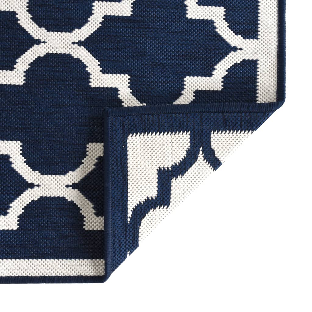 Tappeto da Esterno Navy e Bianco 80x150 cm Design Reversibile