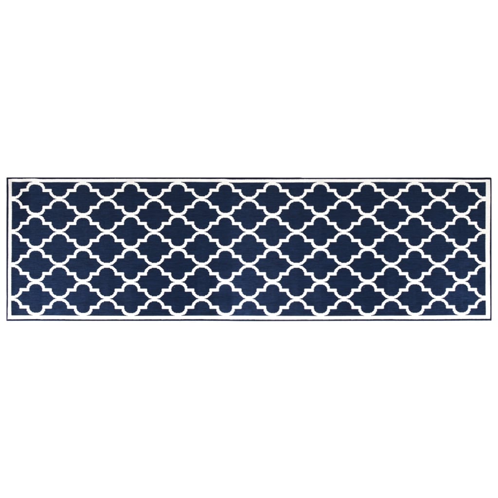 Tappeto da Esterno Navy e Bianco 80x250 cm Design Reversibile