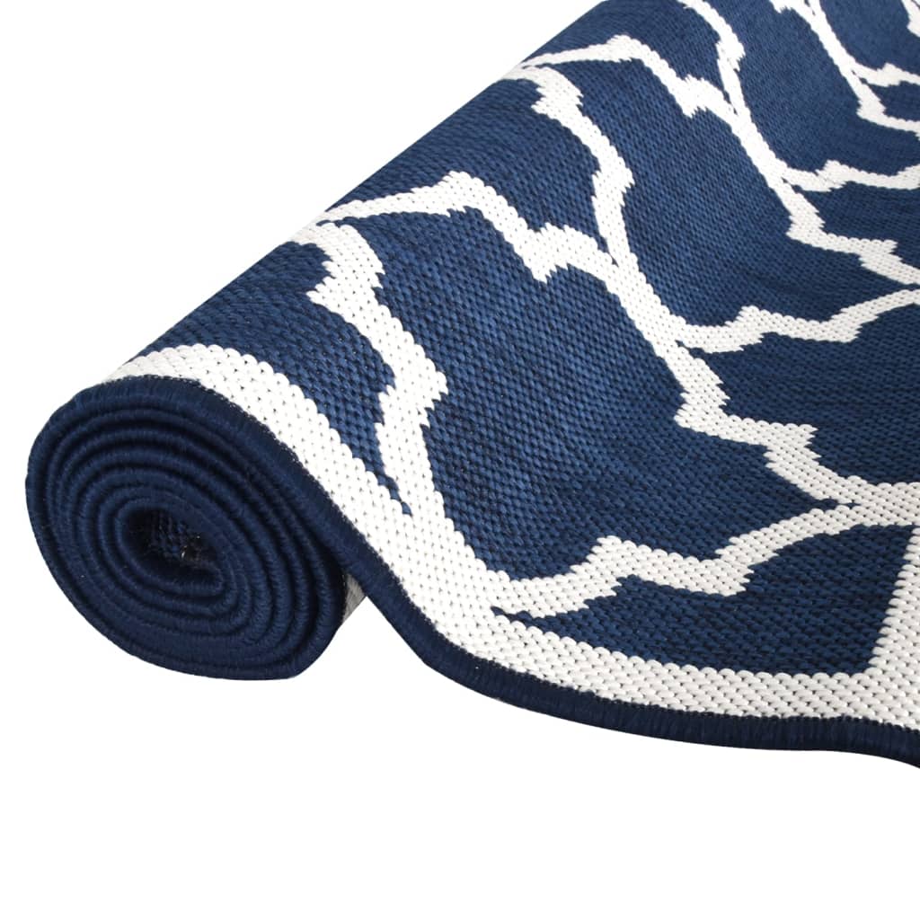 Tappeto da Esterno Navy e Bianco 80x250 cm Design Reversibile