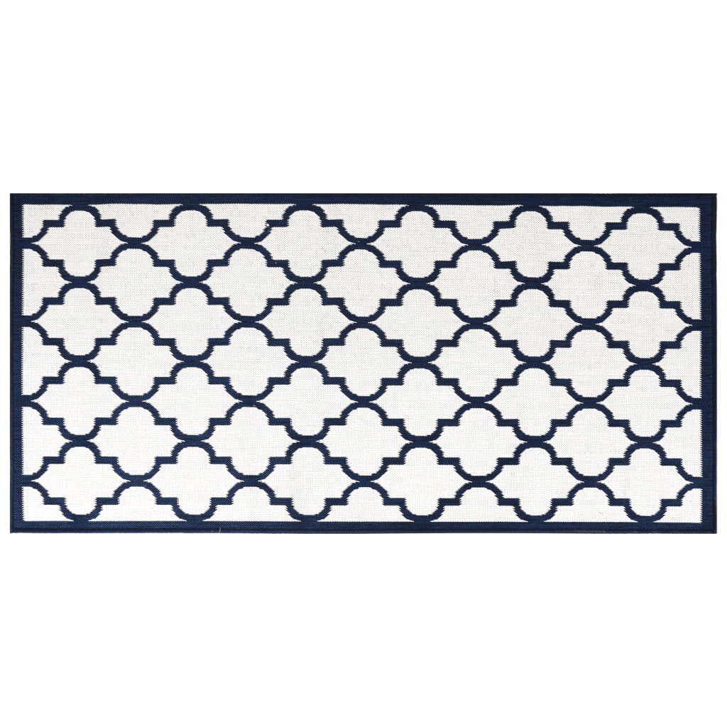 Tappeto da Esterno Navy e Bianco 100x200 cm Design Reversibile