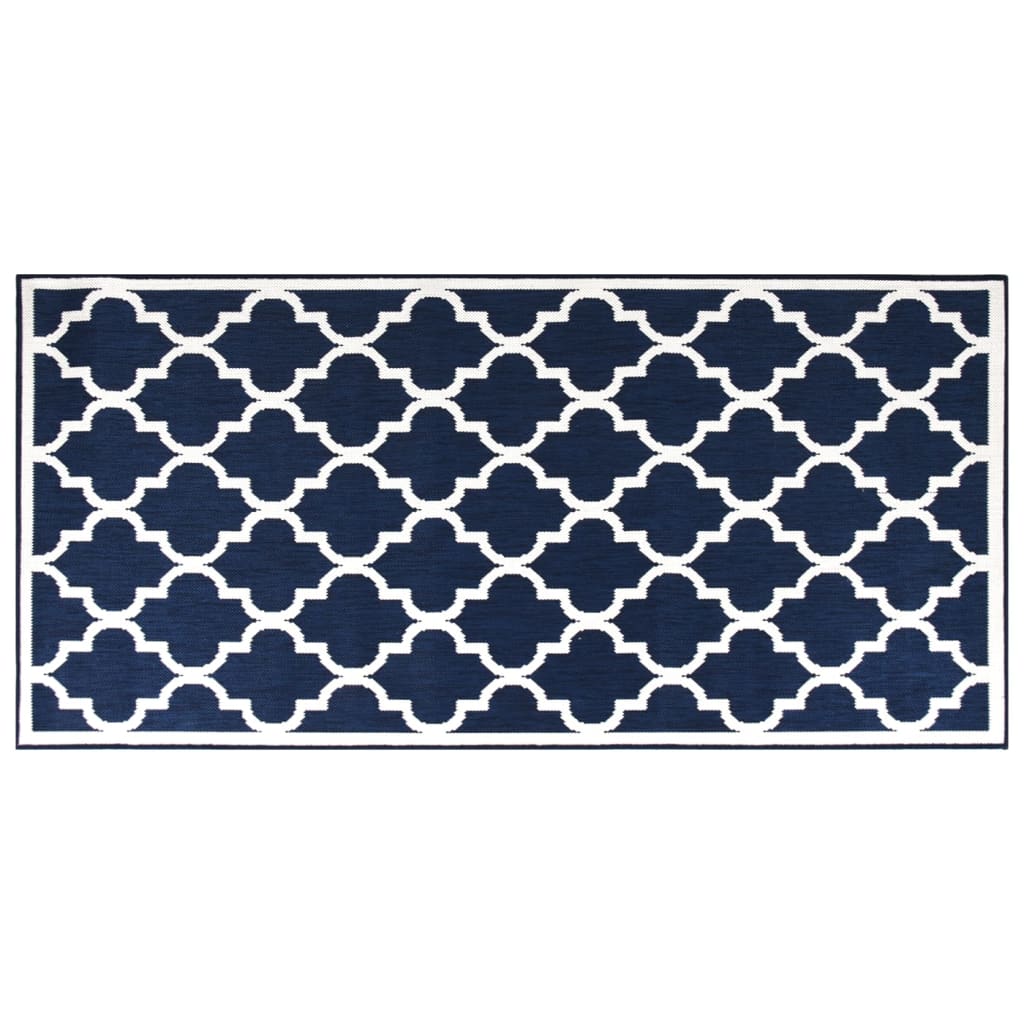 Tappeto da Esterno Navy e Bianco 100x200 cm Design Reversibile