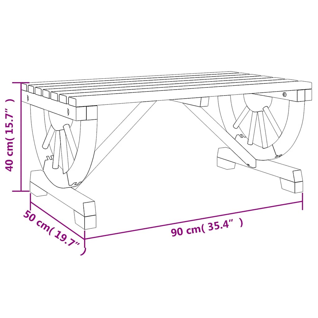 Tavolino da Giardino 90x50x40 cm in Legno Massello di Abete