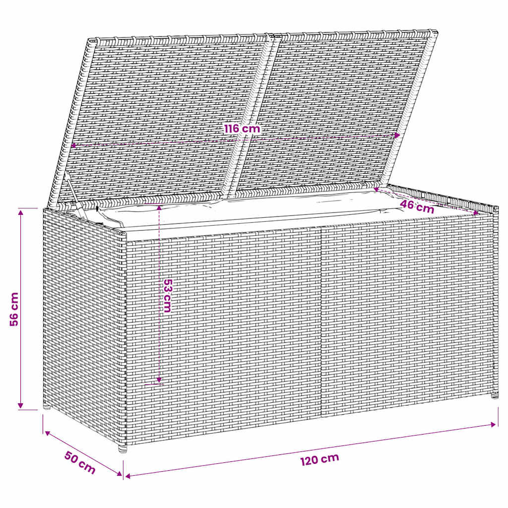 Contenitore da Giardino Nero 283L in Polyrattan