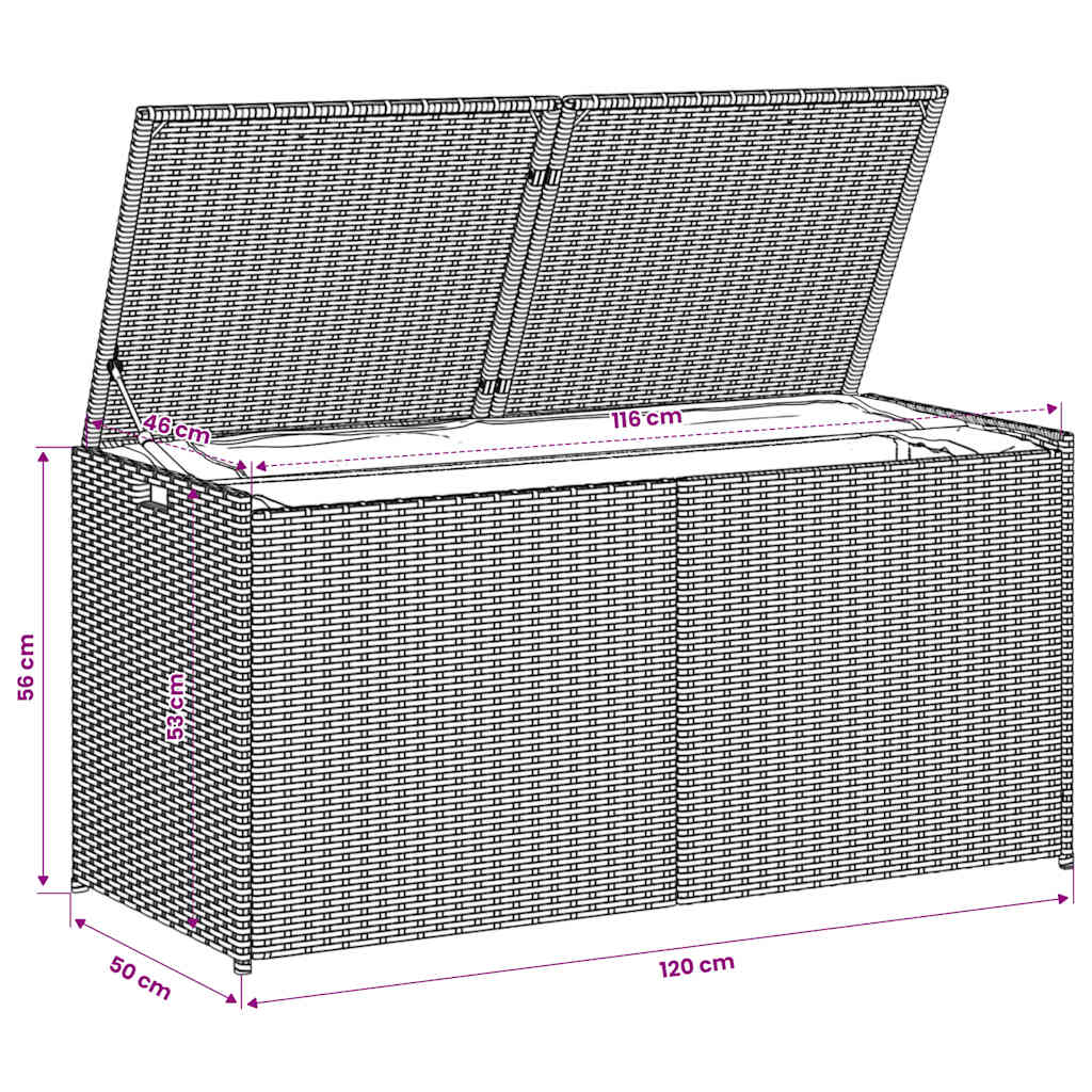 Contenitore da Giardino Beige Misto 283L in Polyrattan