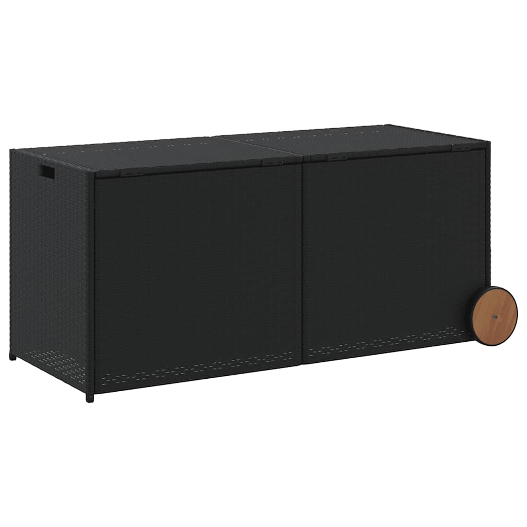 Contenitore da Giardino con Ruote Nero 283L in Polyrattan