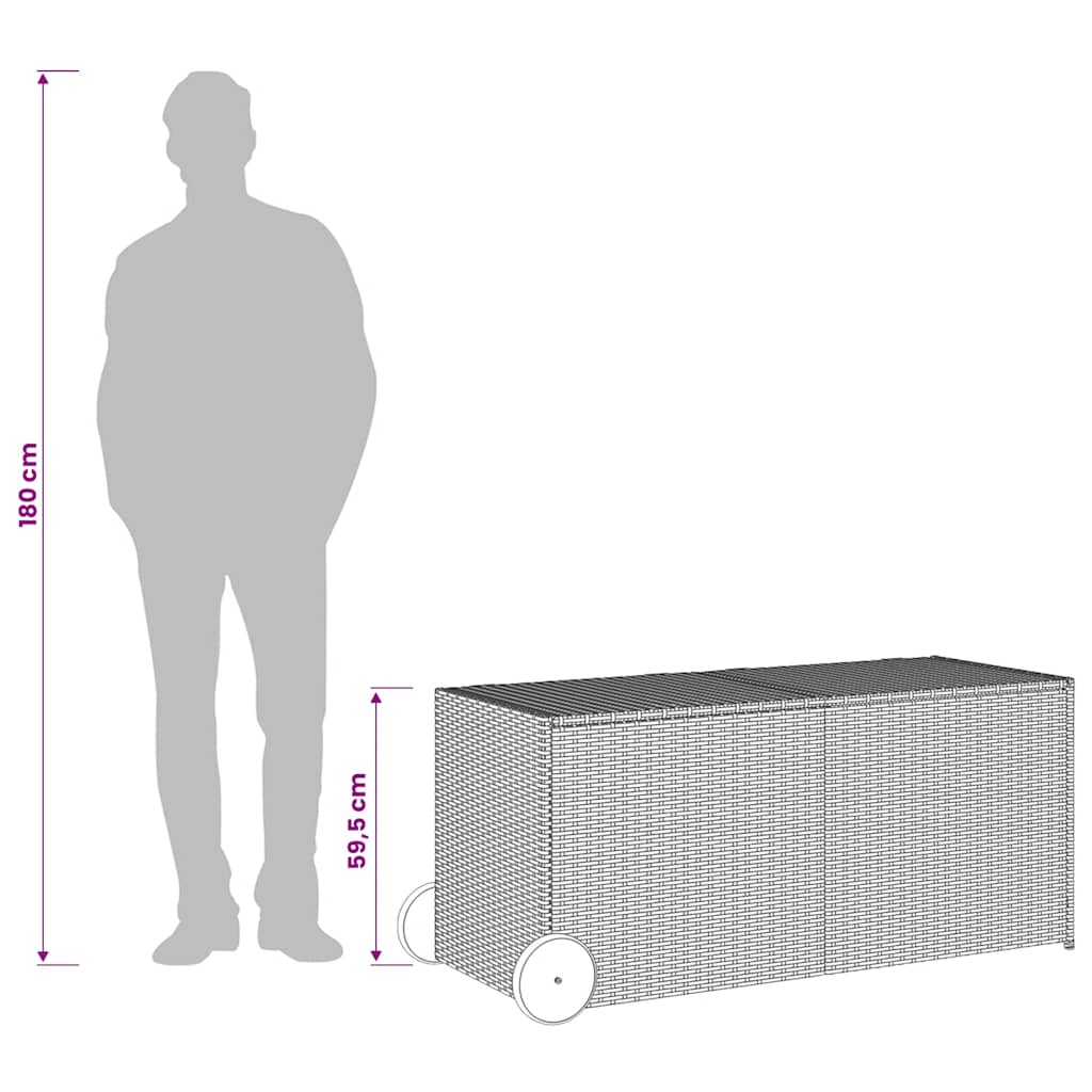 Contenitore da Giardino con Ruote Marrone 283L in Polyrattan