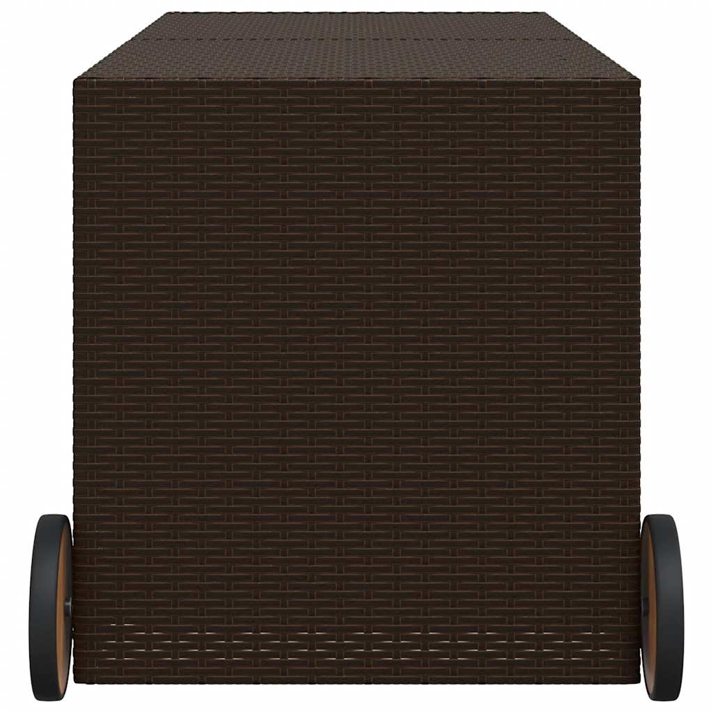 Contenitore da Giardino con Ruote Marrone 283L in Polyrattan
