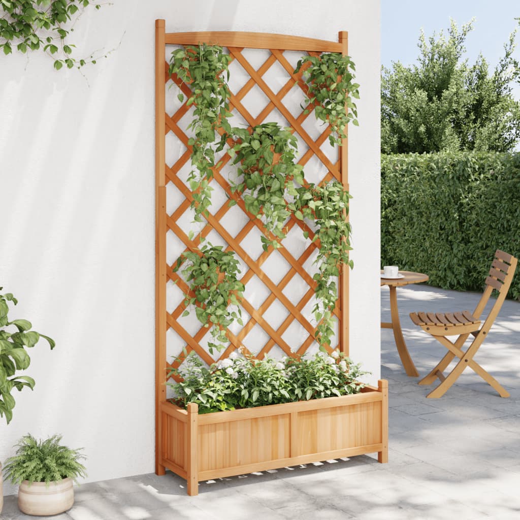 Fioriera con Traliccio Marrone 90x35x180 cm in Massello di Abete