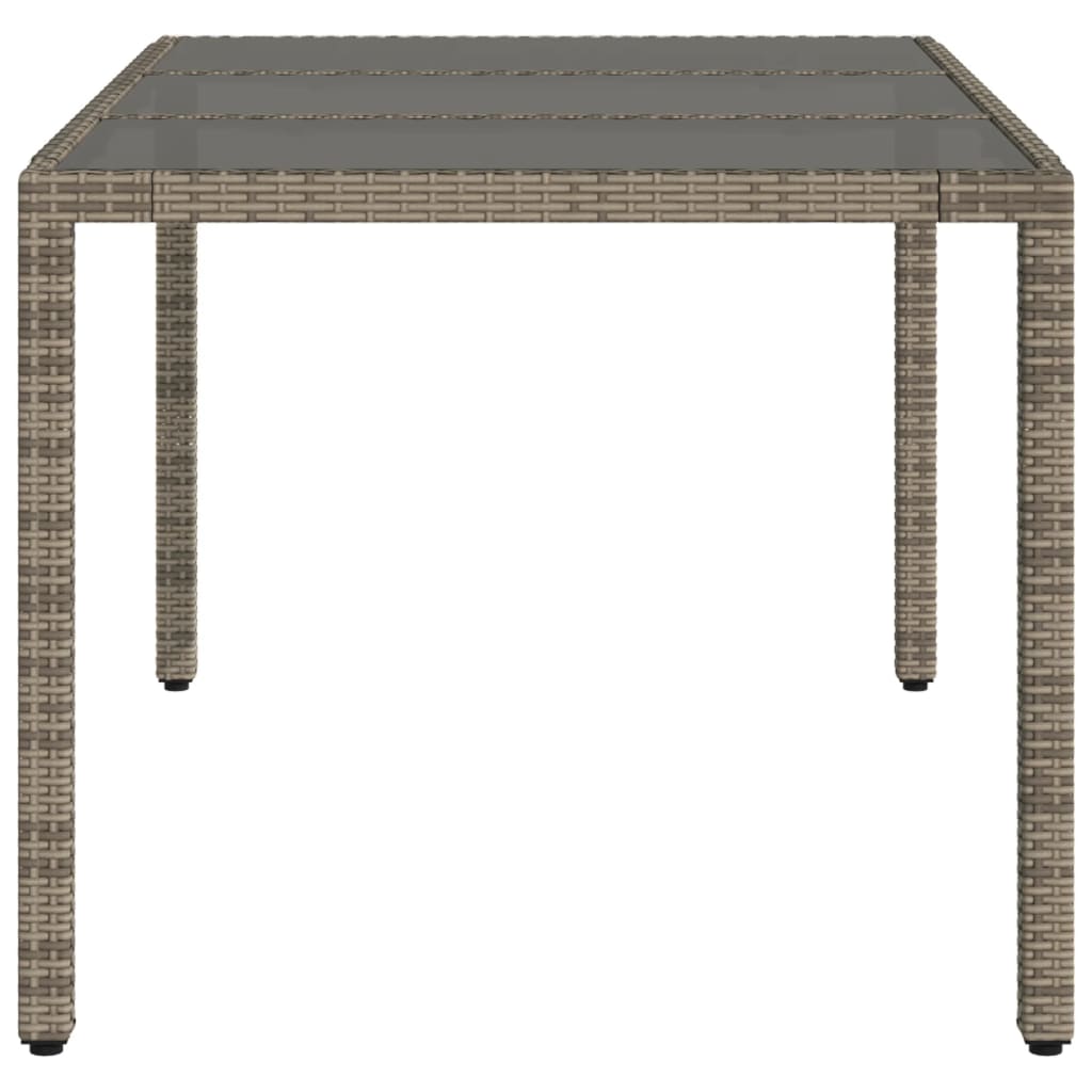 Tavolo da Giardino Piano in Vetro Grigio 150x90x75cm Polyrattan