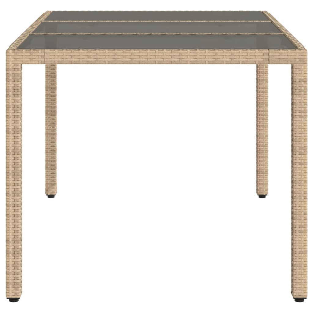 Tavolo da Giardino Piano in Vetro Beige 150x90x75 cm Polyrattan