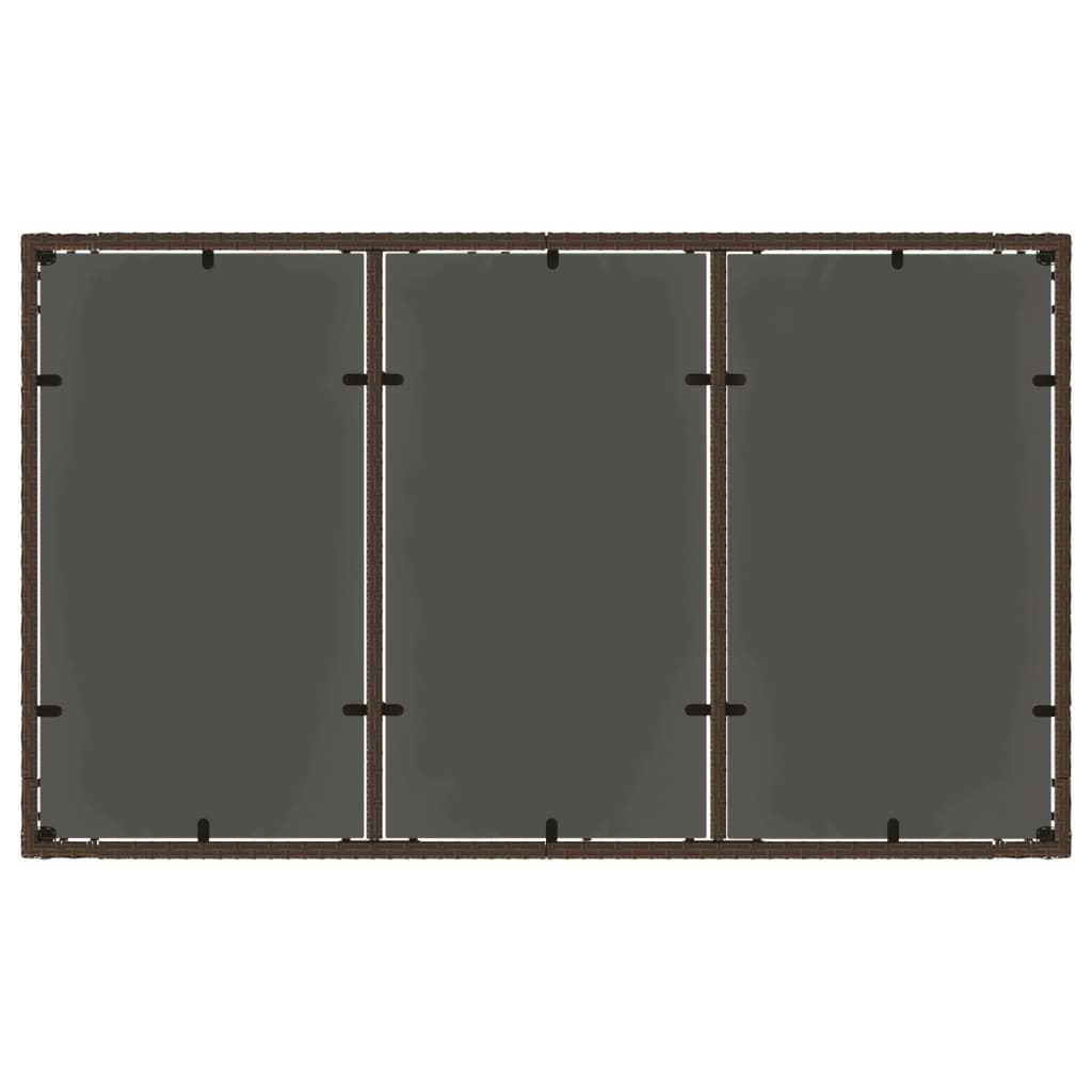 Tavolo Giardino Piano in Vetro Marrone 150x90x75 cm Polyrattan