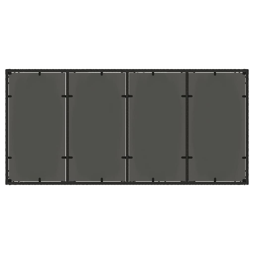 Tavolo da Giardino Piano in Vetro Nero 190x90x75 cm Polyrattan