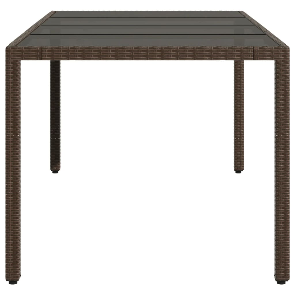 Tavolo Giardino Piano in Vetro Marrone 190x90x75 cm Polyrattan