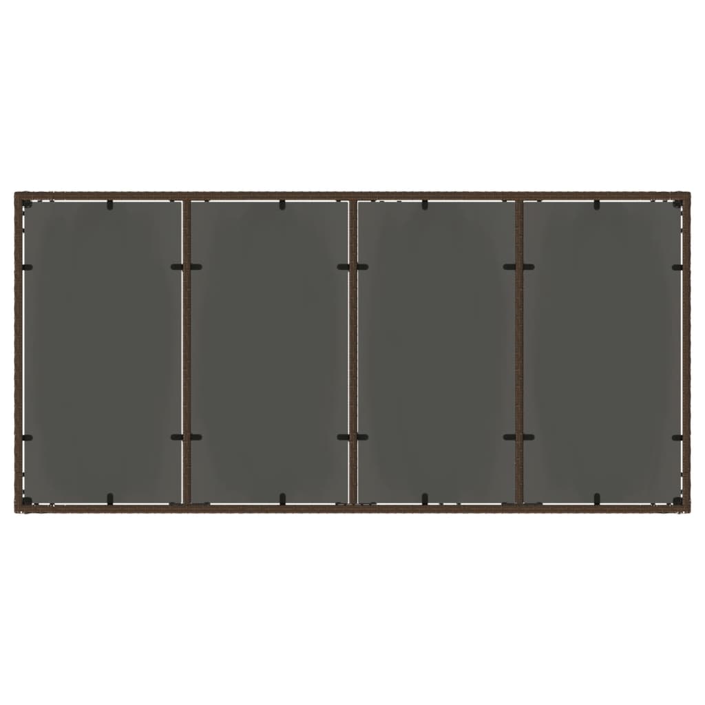 Tavolo Giardino Piano in Vetro Marrone 190x90x75 cm Polyrattan