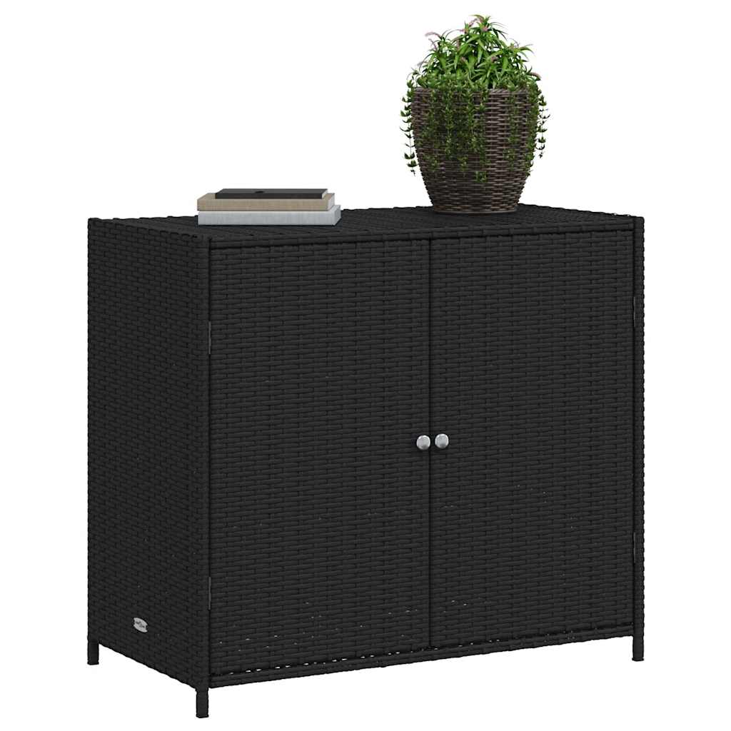 Armadietto Portaoggetti da Giardino Nero 83x45x76 cm Polyrattan