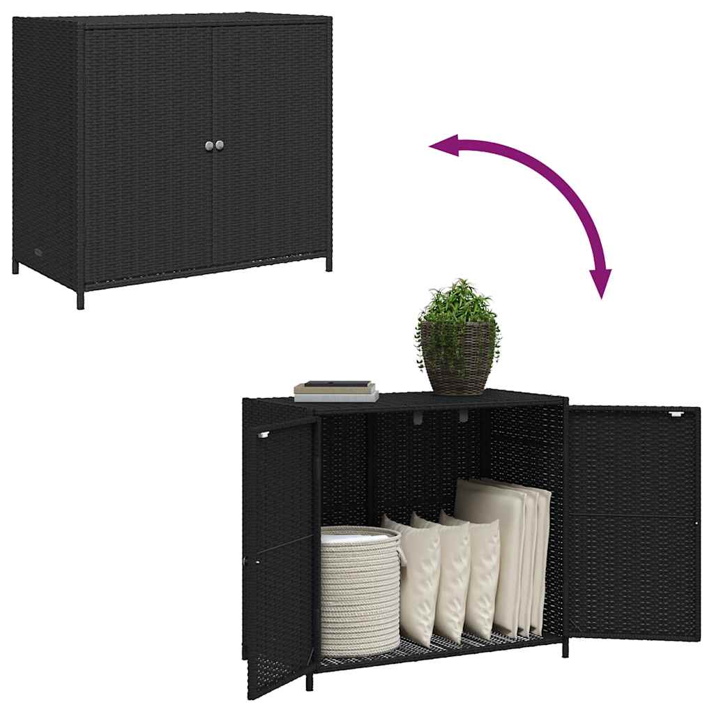 Armadietto Portaoggetti da Giardino Nero 83x45x76 cm Polyrattan