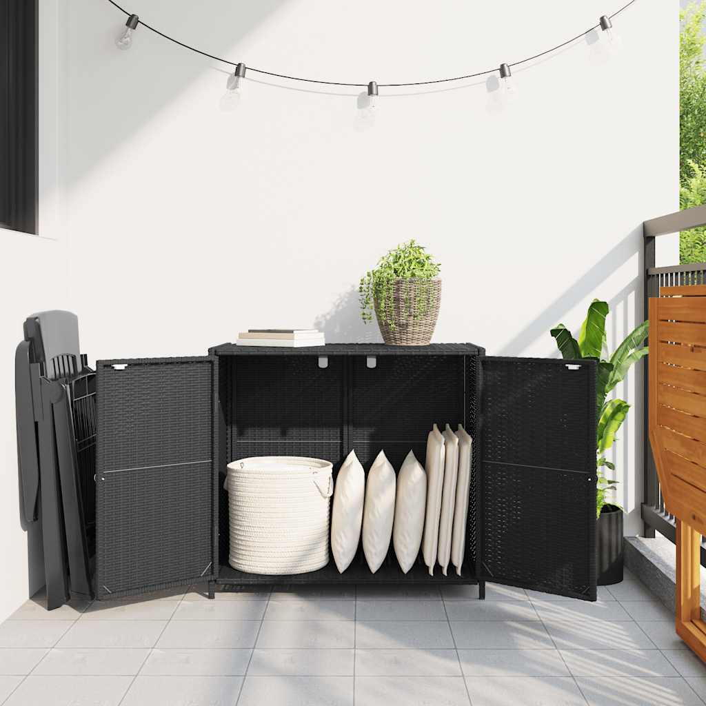 Armadietto Portaoggetti da Giardino Nero 83x45x76 cm Polyrattan