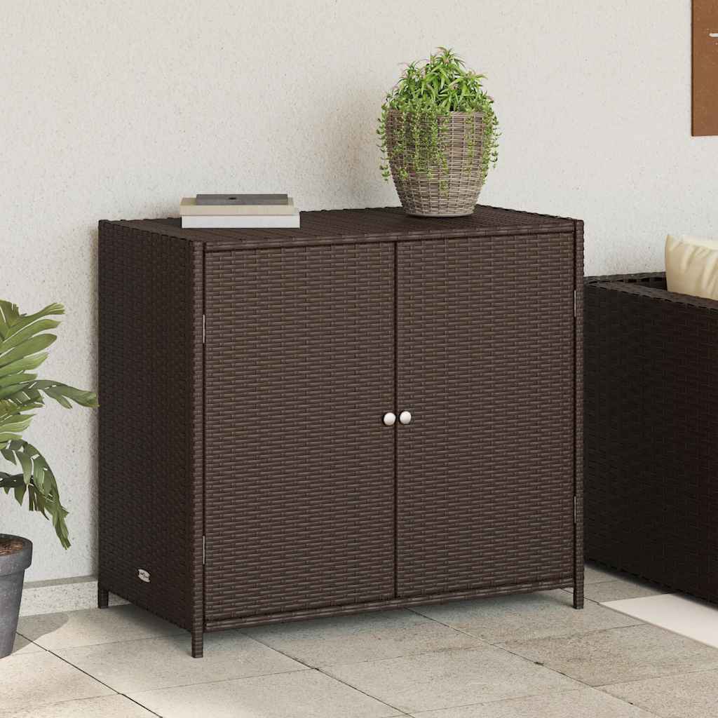 Armadietto Portaoggetti Giardino Marrone 83x45x76 cm Polyrattan