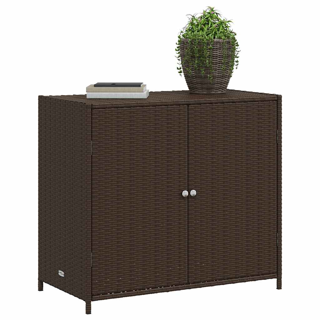 Armadietto Portaoggetti Giardino Marrone 83x45x76 cm Polyrattan