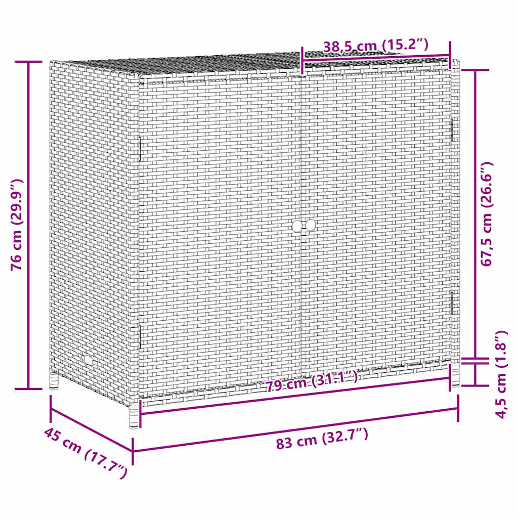 Armadietto Portaoggetti Giardino Marrone 83x45x76 cm Polyrattan