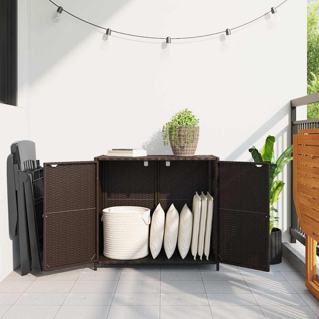 Armadietto Portaoggetti Giardino Marrone 83x45x76 cm Polyrattan