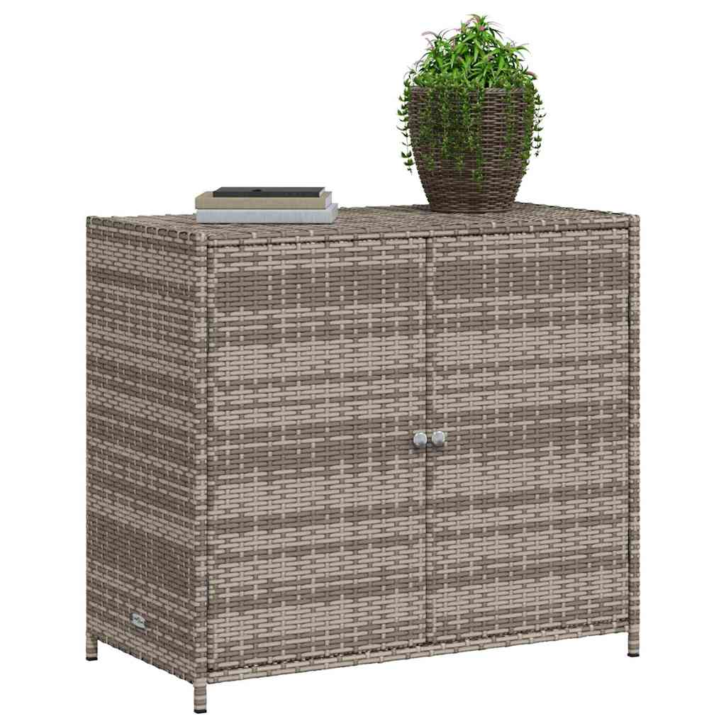 Armadietto Portaoggetti Giardino Grigio 83x45x76 cm Polyrattan