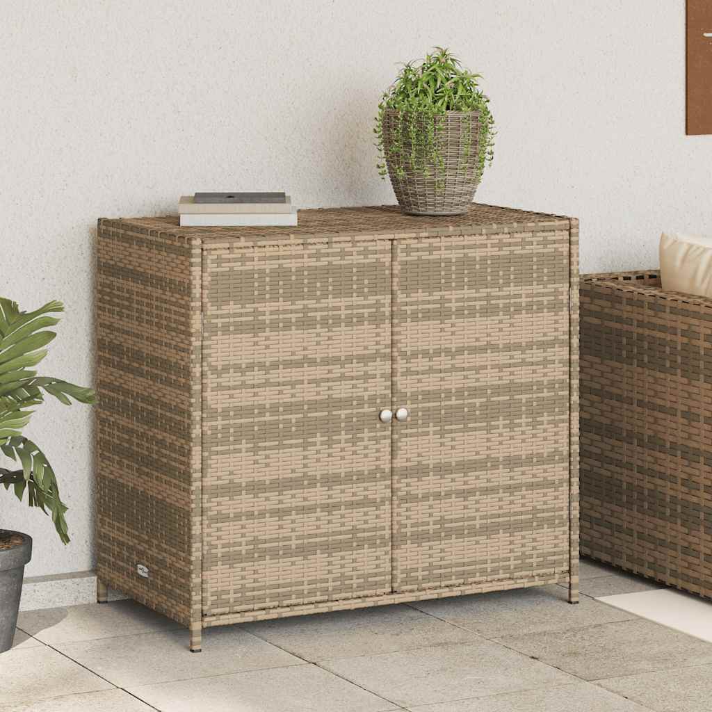 Armadietto Portaoggetti Giardino Beige 83x45x76 cm Polyrattan