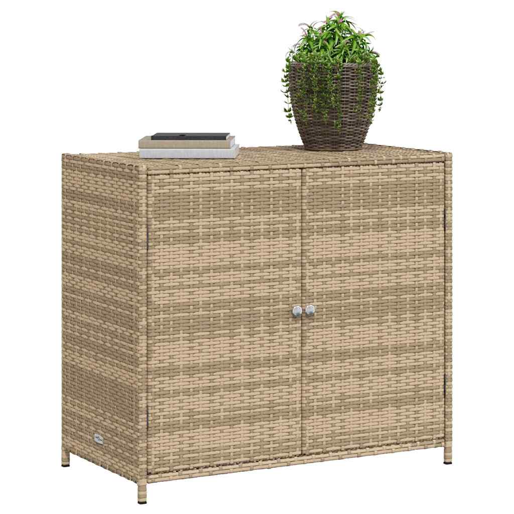 Armadietto Portaoggetti Giardino Beige 83x45x76 cm Polyrattan