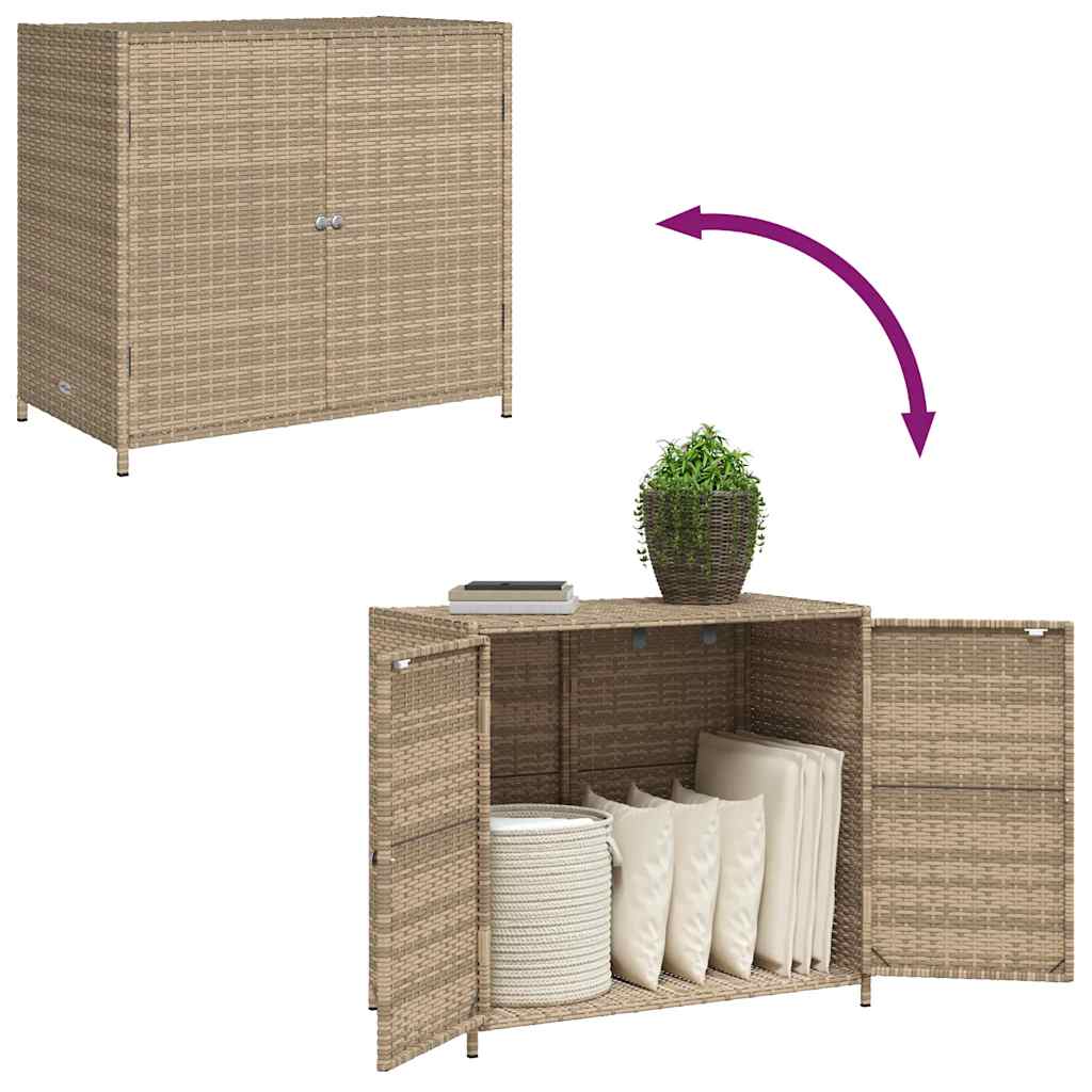 Armadietto Portaoggetti Giardino Beige 83x45x76 cm Polyrattan