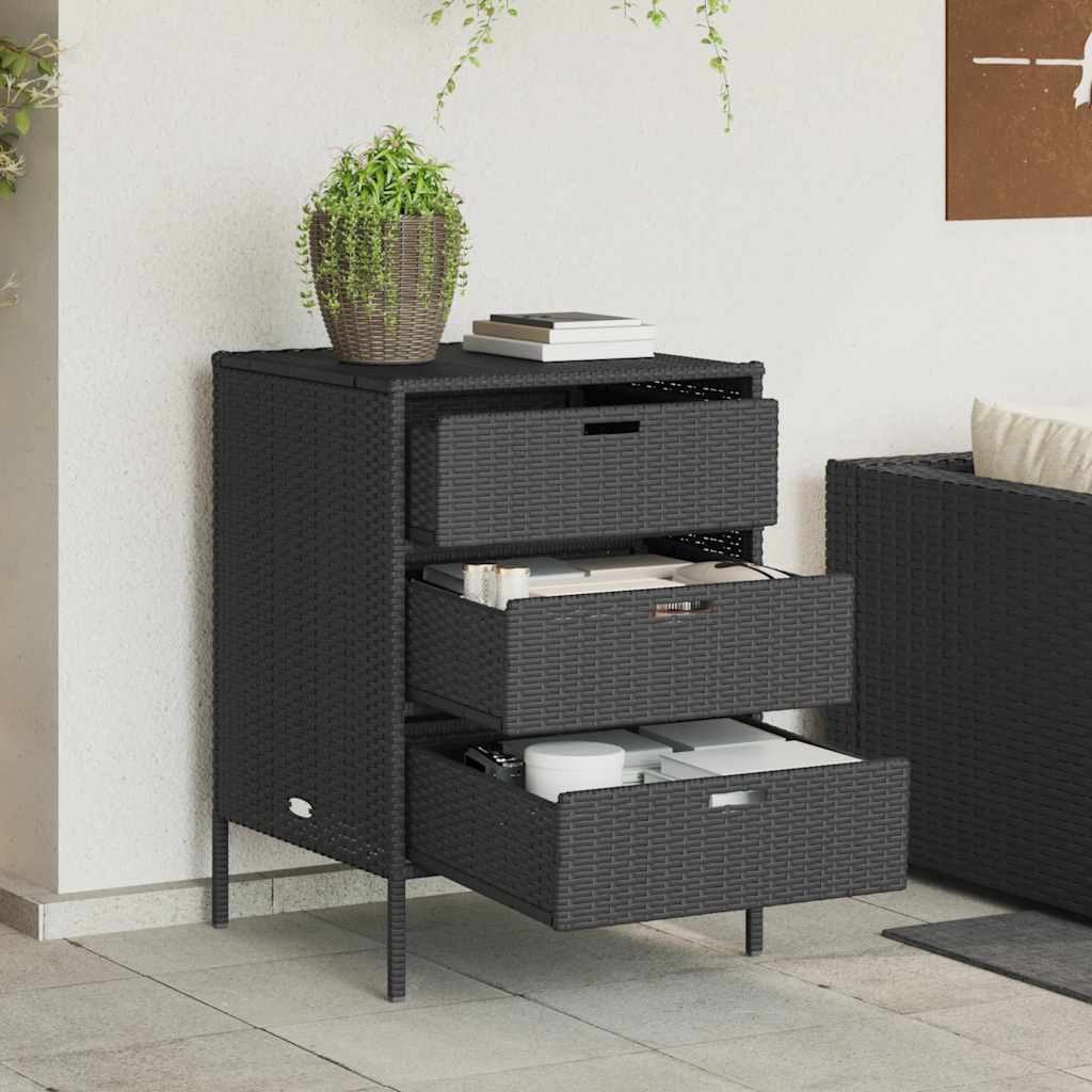 Armadietto Portaoggetti da Giardino Nero 55x59x80cm Polyrattan