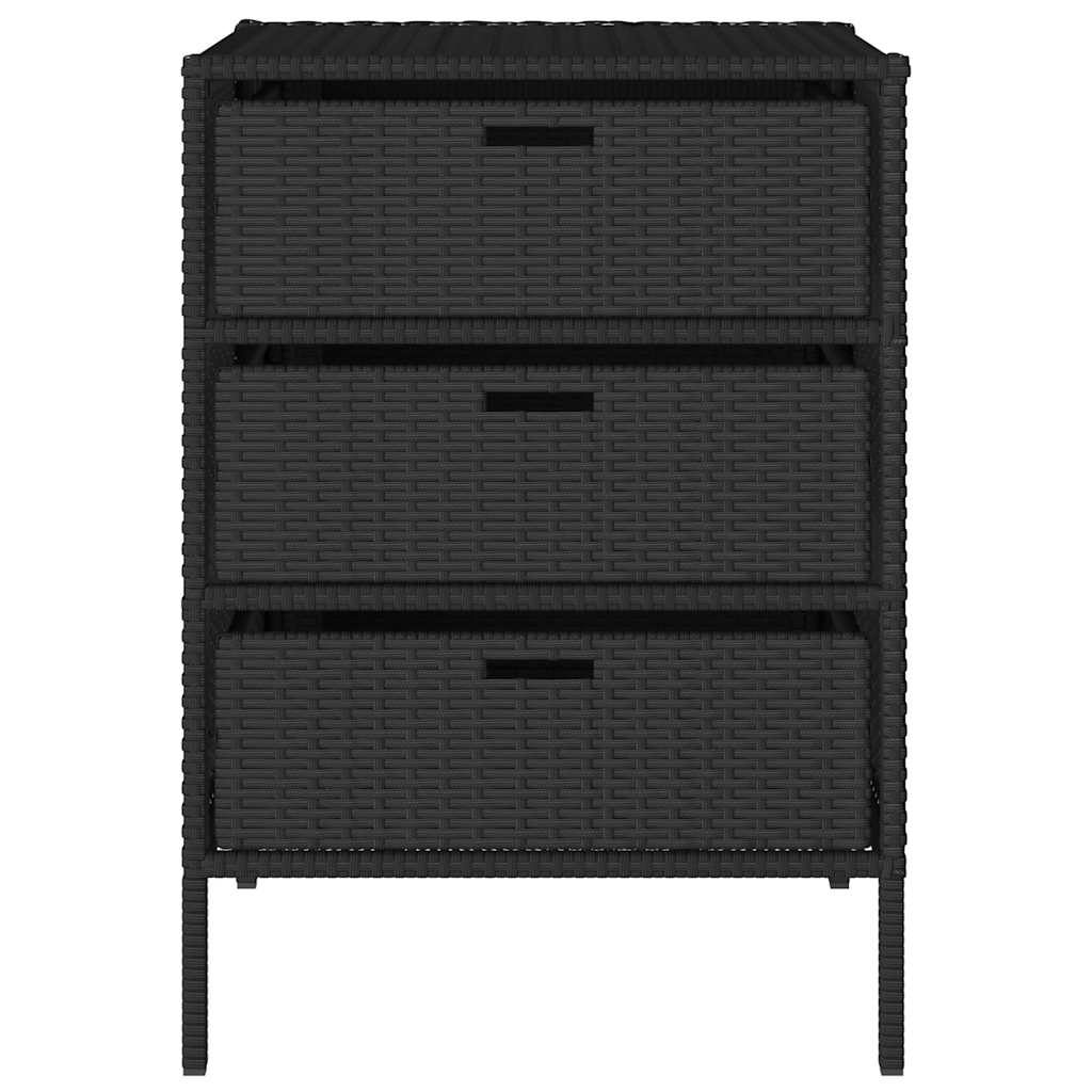 Armadietto Portaoggetti da Giardino Nero 55x59x80cm Polyrattan