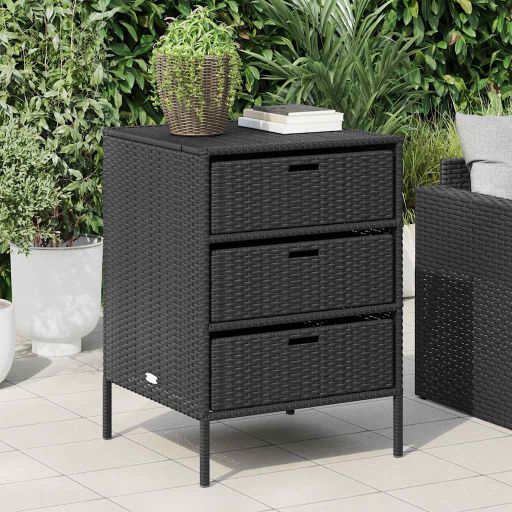 Armadietto Portaoggetti da Giardino Nero 55x59x80cm Polyrattan