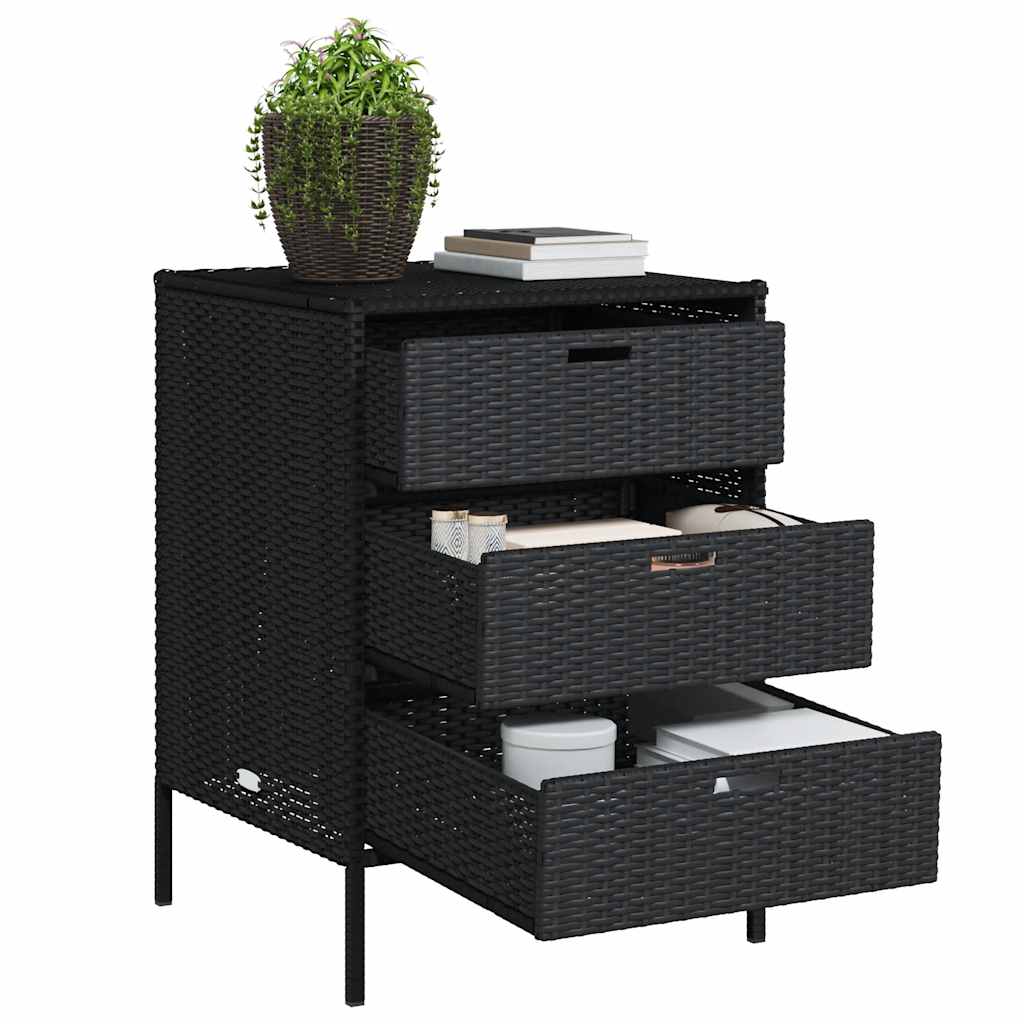 Armadietto Portaoggetti da Giardino Nero 55x59x80cm Polyrattan