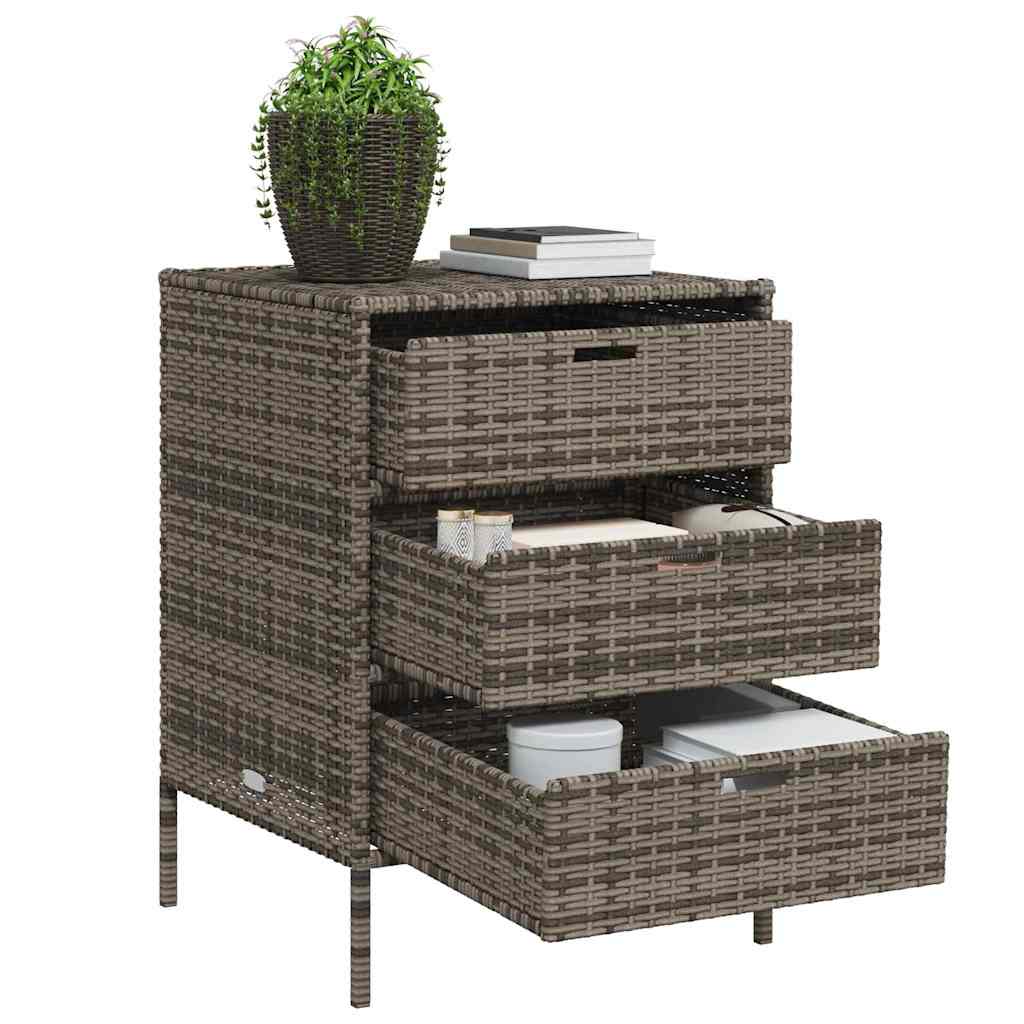 Armadietto Portaoggetti Giardino Grigio 55x59x80cm Polyrattan