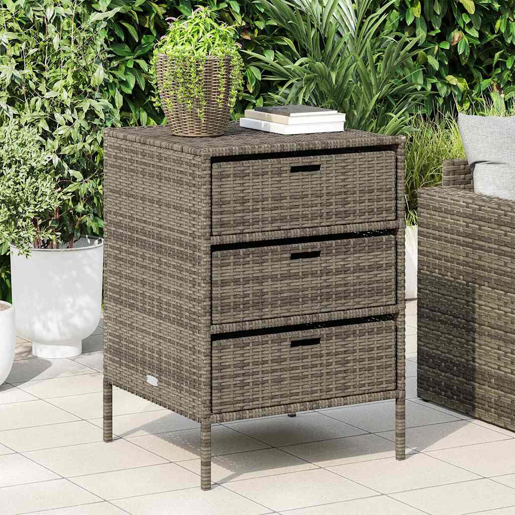 Armadietto Portaoggetti Giardino Grigio 55x59x80cm Polyrattan