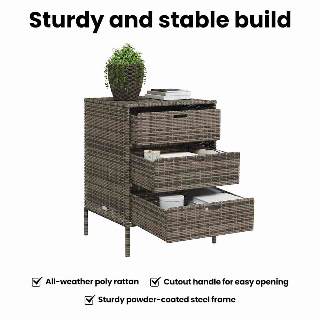 Armadietto Portaoggetti Giardino Grigio 55x59x80cm Polyrattan