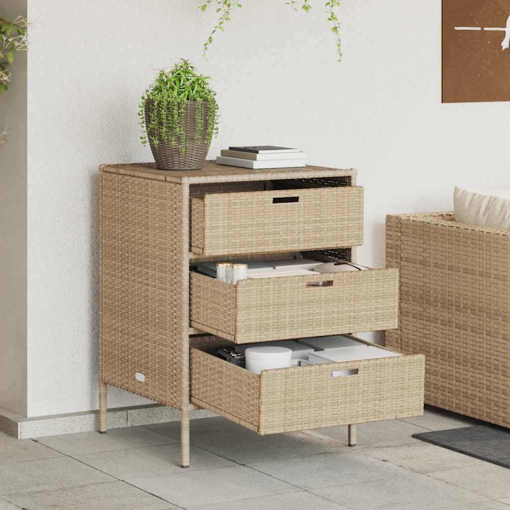 Armadietto Portaoggetti da Giardino Beige 55x59x80cm Polyrattan