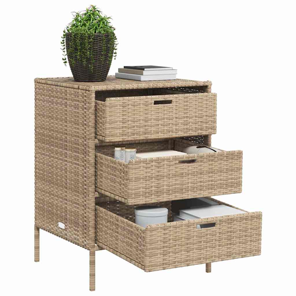 Armadietto Portaoggetti da Giardino Beige 55x59x80cm Polyrattan