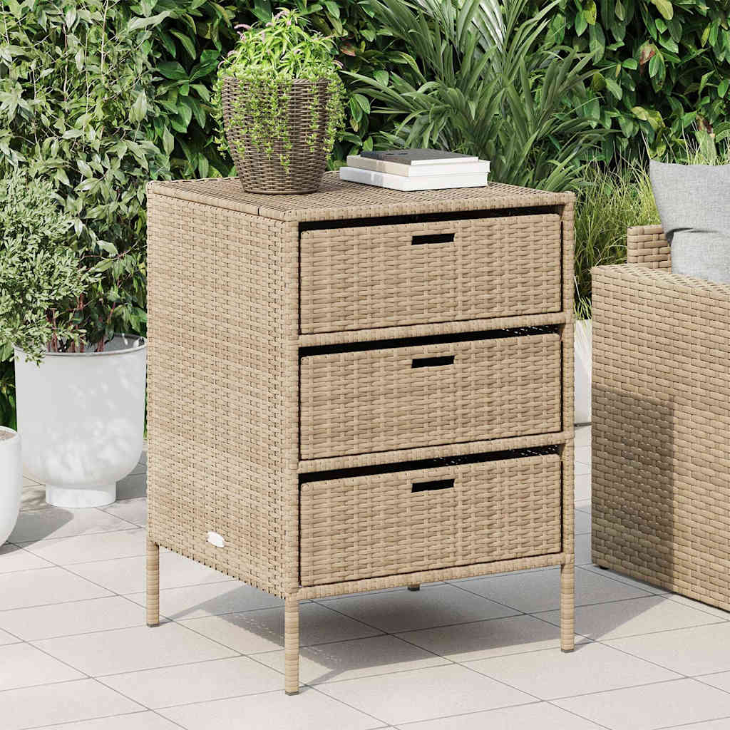 Armadietto Portaoggetti da Giardino Beige 55x59x80cm Polyrattan